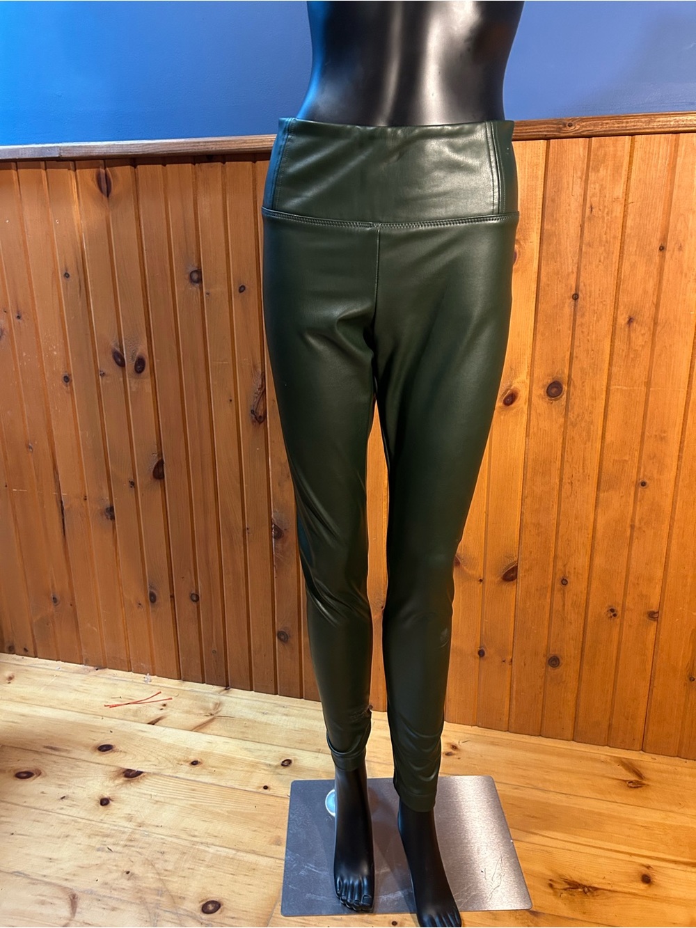 Faux Leather High-Waist Leggings - Dark Forest Green